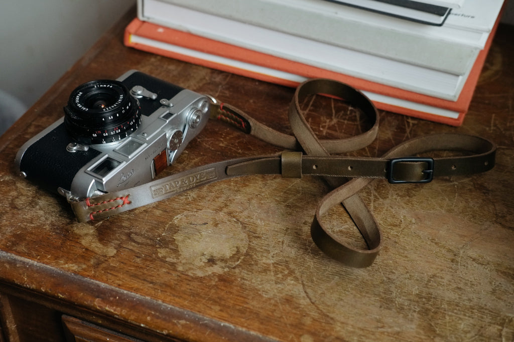LEGACY slim adjustable camera strap - Brown & Olive Horween