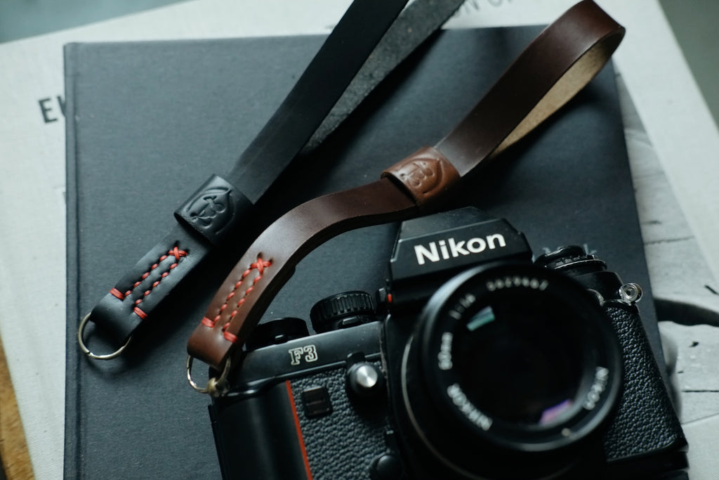 leather camera strap, leather wrist strap, handmade camera strap