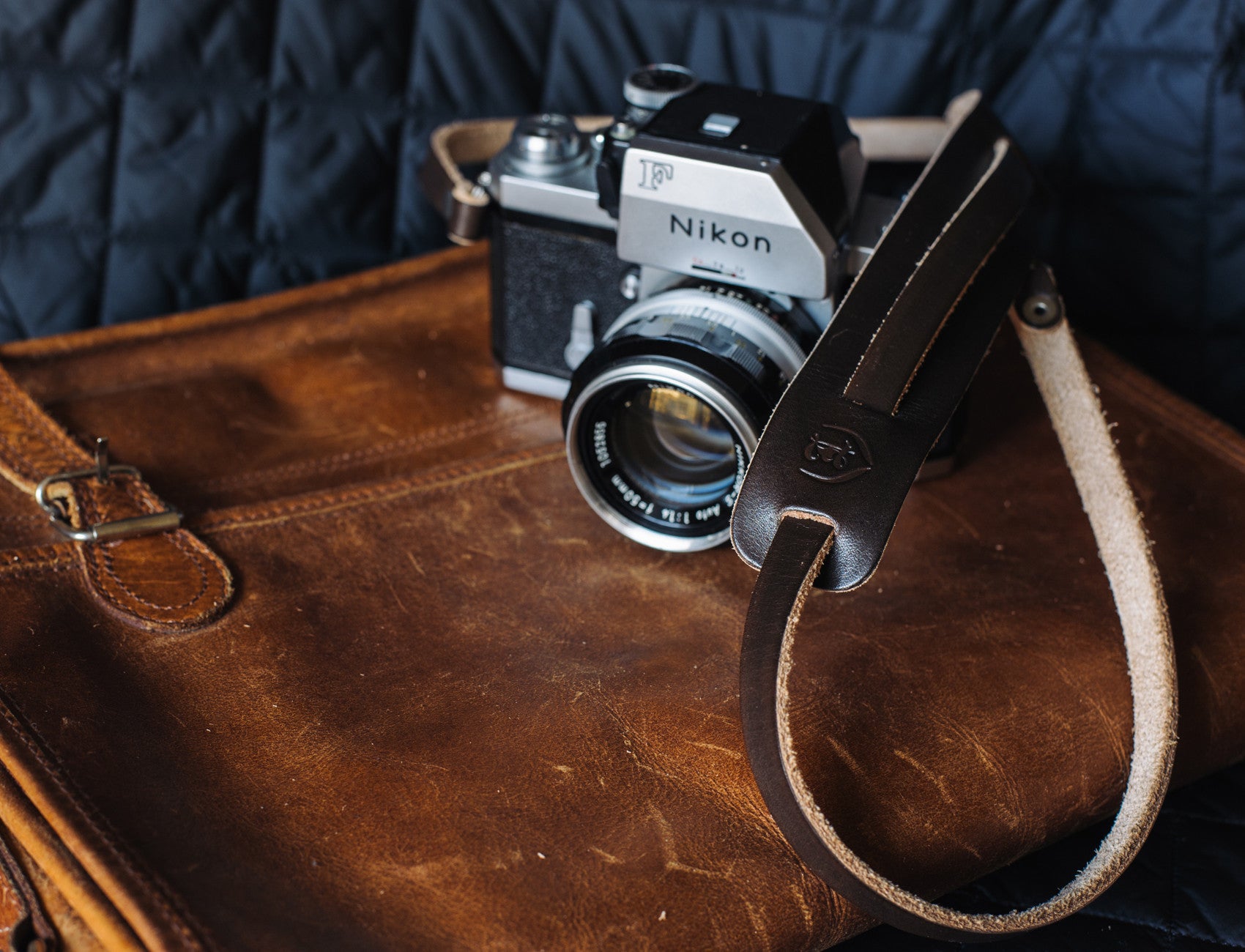 L E G A C Y leather camera fixed length neck/shoulder strap - Dark Chocolate