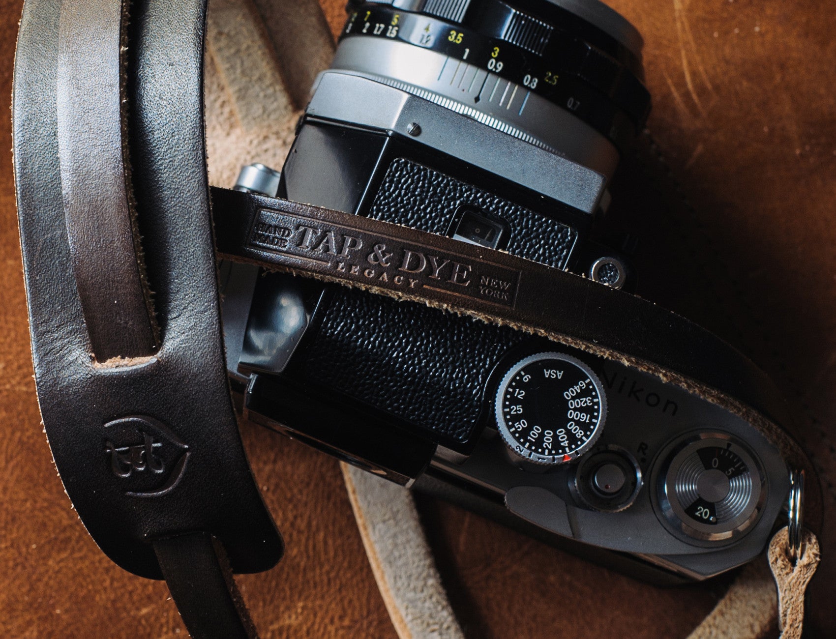 L E G A C Y leather camera fixed length neck/shoulder strap - Dark Chocolate
