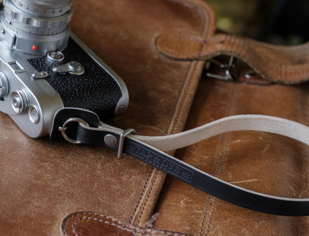 L E G A C Y leather camera wrist strap - Black & Natural, Crimson, Antique Tan