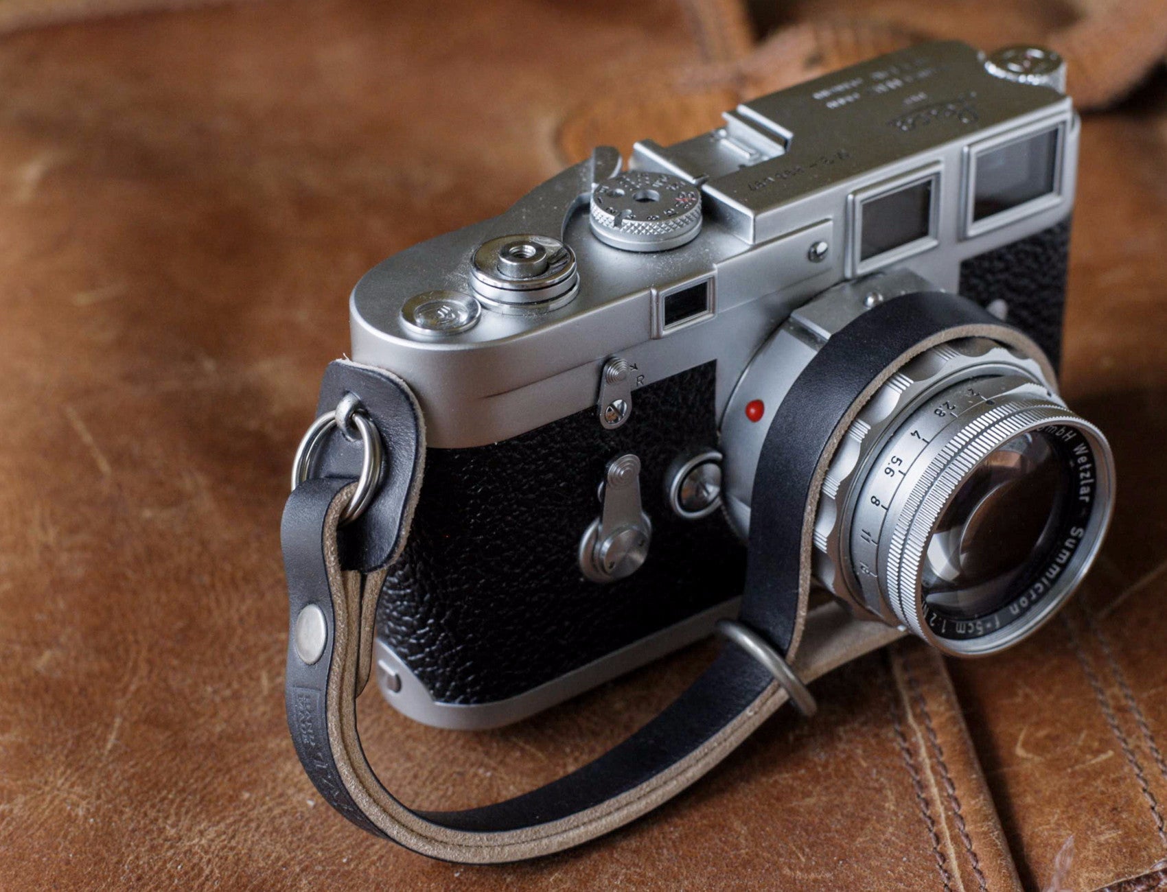 L E G A C Y leather camera wrist strap - Black & Natural, Crimson, Antique Tan